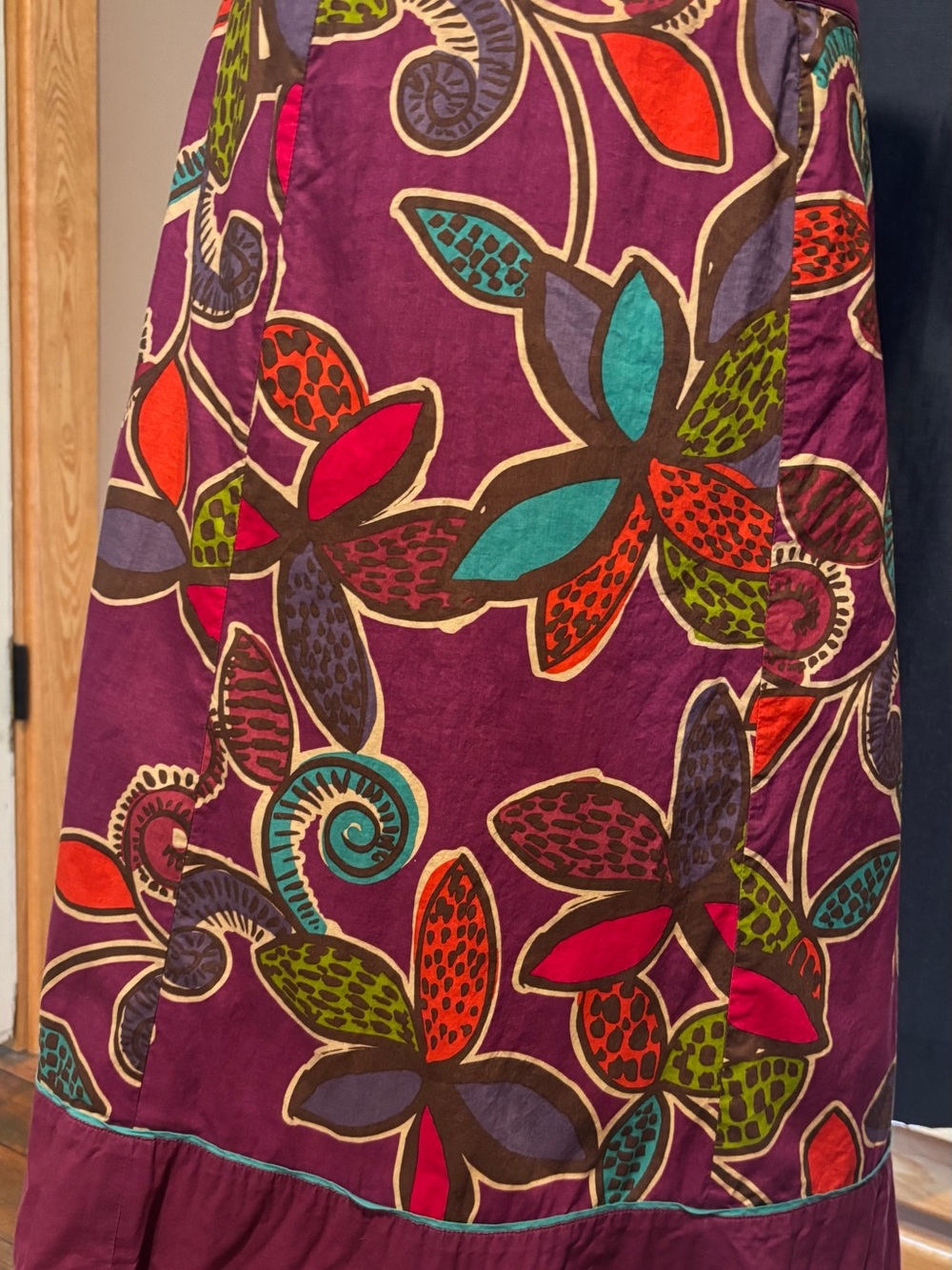 100% Cotton Boden Purple and Teal Label Detail